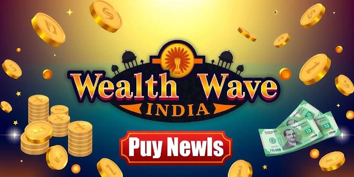 Wealth Wave India game cover showing Indian currency notes, gold coins and digital banking elements